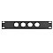Adam Hall 862215 - Panel z otworami do szafy rack w kształcie litery U, 9,5’’, 1U, z uchwytem kablowym odciążającym, dla 4 gniazd