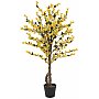 EUROPALMS Drzewo Forsycja z 3 pniami, sztuczna roślina, żółty, 120 cm