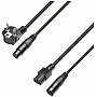 Adam Hall 8101 PSAX 0500 - Power and Audio Cable CEE7/7 & XLR female to C13 & XLR male 3x1.5mm² 5m